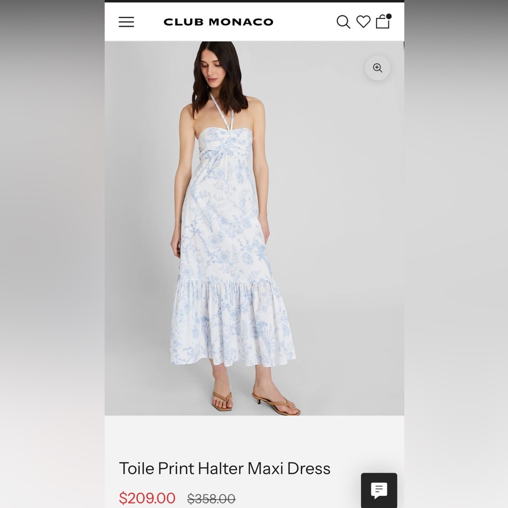 Club Monaco Toile Print Halter Maxi Dress